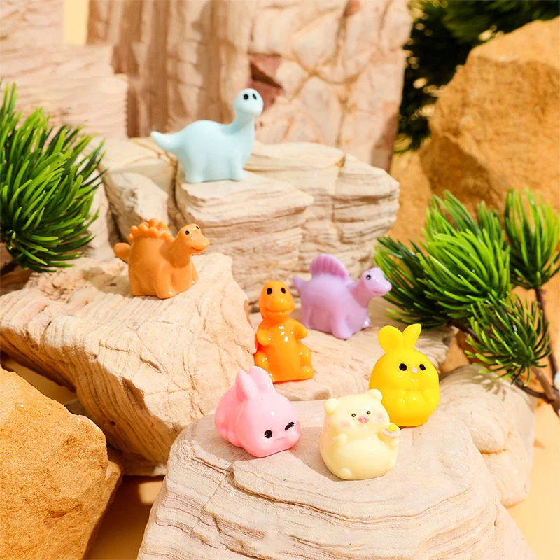 Mini Cute Dinosaurs Rabbits Piglets Ornament Miniature Handicraft Figurines Landscape Toys Car Home Garden Tabletop Decoration