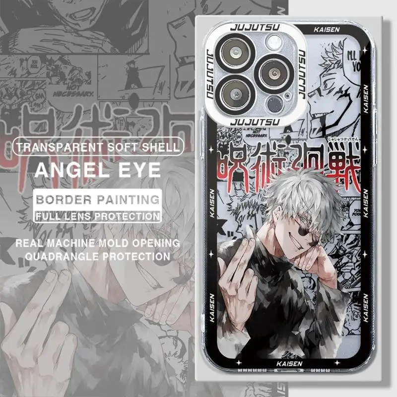 Japan Anime J-Jujutsu Kaisen Case for Apple iPhone 15 Plus 12 Pro 13 Mini 11 XR 14 Pro Max XS Max 7 8 SE Clear Silicone Cover