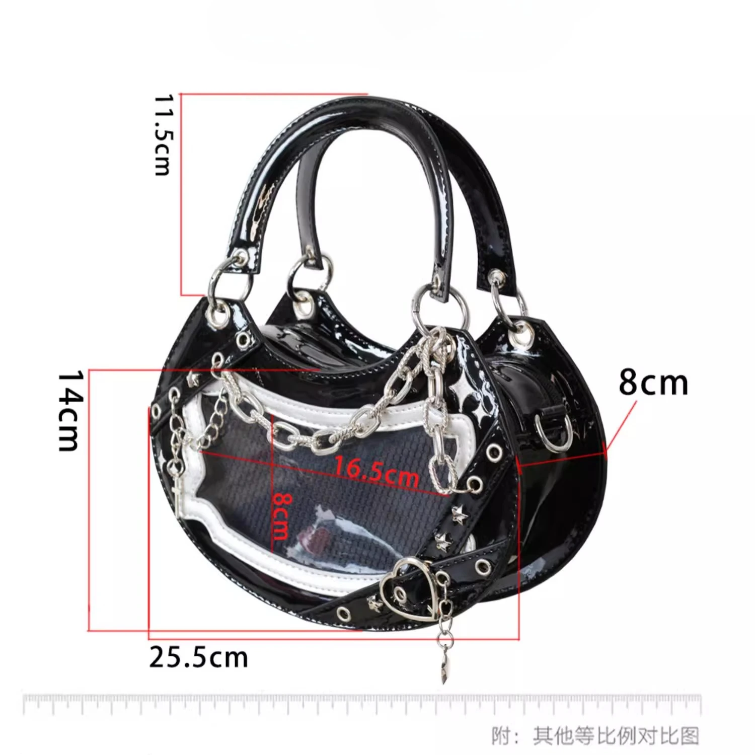 2025 New Original Crescent-shaped Subculture Y2K Spice Girl Small Food Pain Bag PU Material Black and Purple Oblique Span Bag