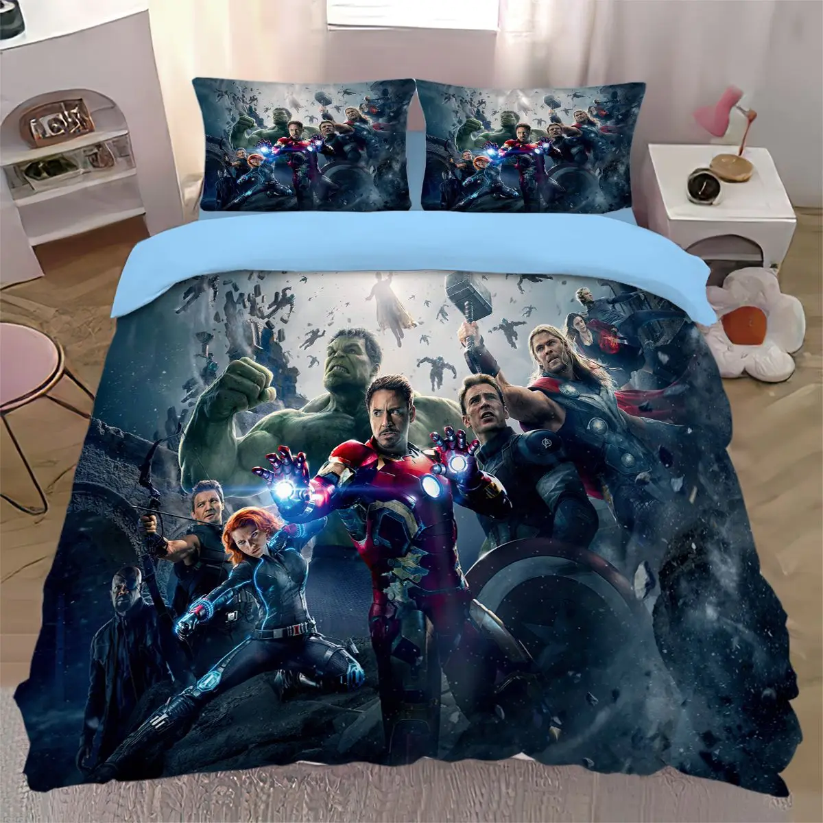 

Disney Frozen princess Cover Sets,Marvel The Avengers Duvet Bed Linen set,3d Bedding Set, 3-Piece1 Bed Cover,King Size