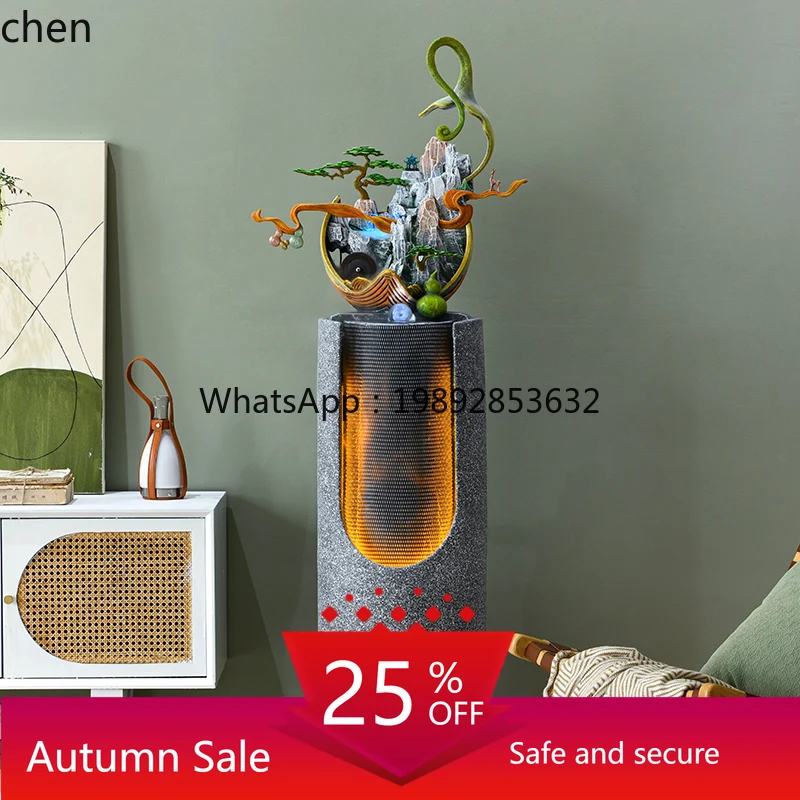 

Floor-to-ceiling flowing water ornament, large living room, office, lucky landscape housewarming gift