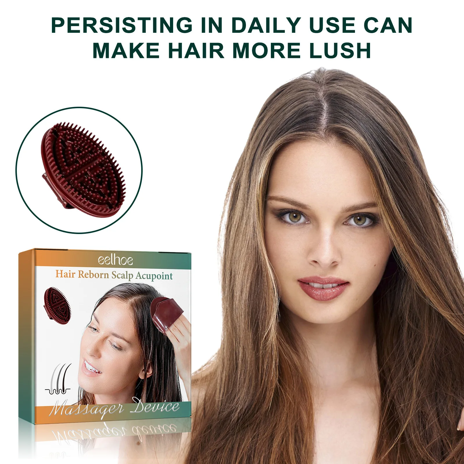 فرشاة تدليك فروة الرأس - فرشاة سميكة بشعيرات الخنزير لتحفيز الجذور ومكافحة تساقط الشعر والعناية بتكثيف الشعر #2