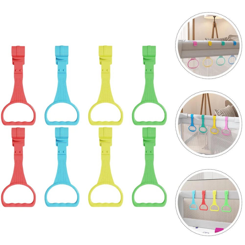 8 Pcs Baby Crib Pull Rings Nursery Cot Bracket Grab Hanging Walking Assistant Plastic Infant Bed Accessory