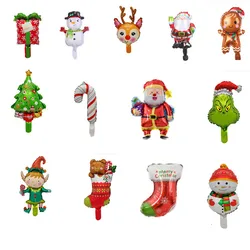 10pcs Mini Christmas Foil Balloons Santa Claus Snowman Elk Balloon Kids Birthday Christmas Decoration Navidad New Year Supplies