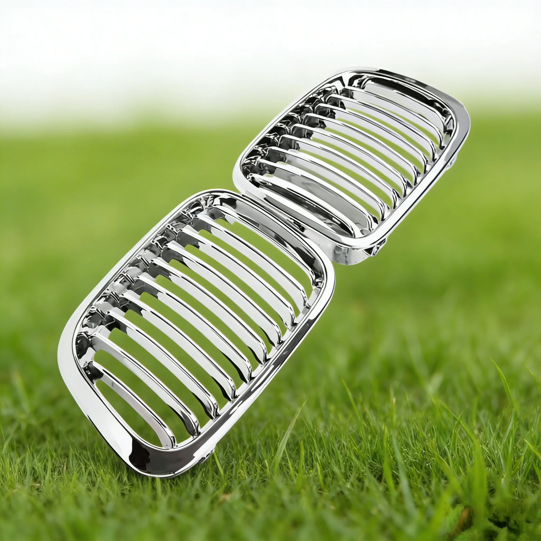 Front Hood Chrome Kidney Grille Fit For BMW E46 4 Door Sedan 1998-2001 Single Slat Chrome Plated Intake Grille Replacement