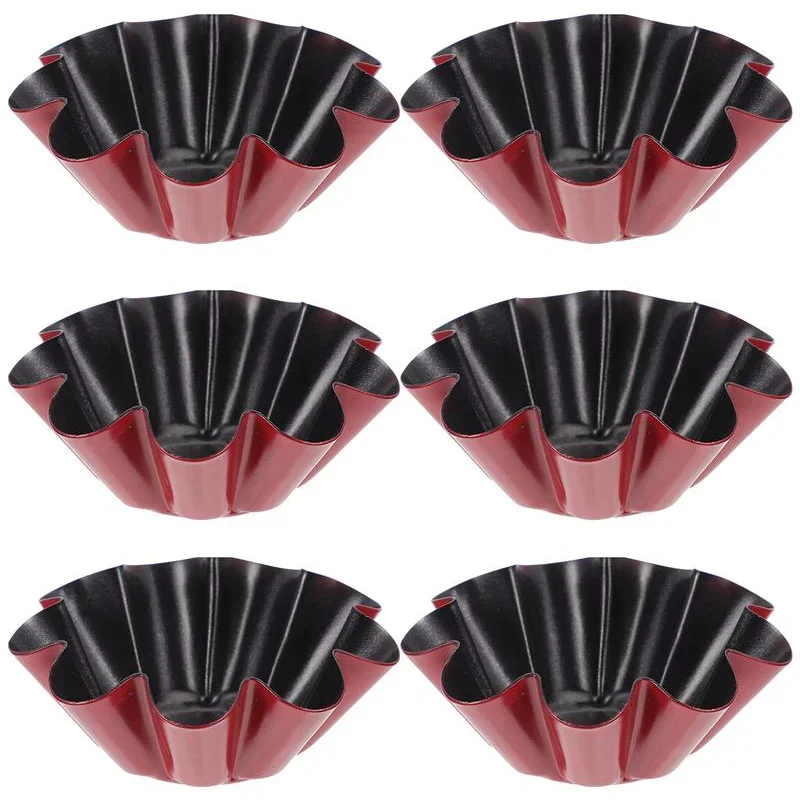 6Pcs Muffin Mold Cupcake Pans Non-stick Scentless High Carbon Steel Eco-friendly Egg Tart Mold for Home Bakeware