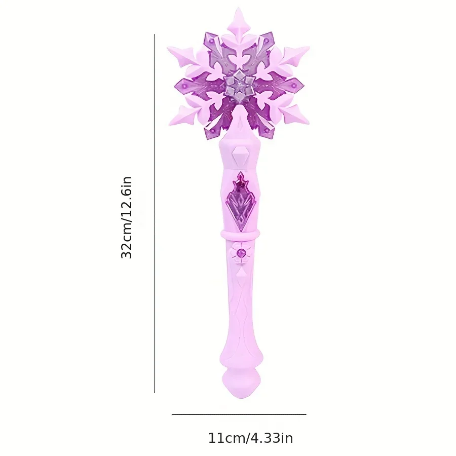 Princess Snowflake Glowing Magic Wand Glowing Sound Magic Fairy Wand Toy Christmas Halloween Girl Cosplay Prop One Piece