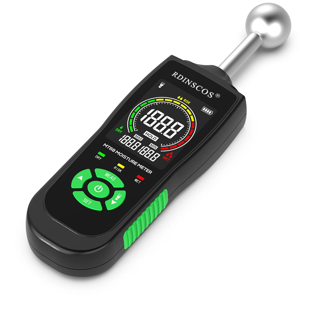 Wood MoistuMeter Timber Damp Detector LCD Screen Hygrometer Alarm Humidity Tester Pinless Detect