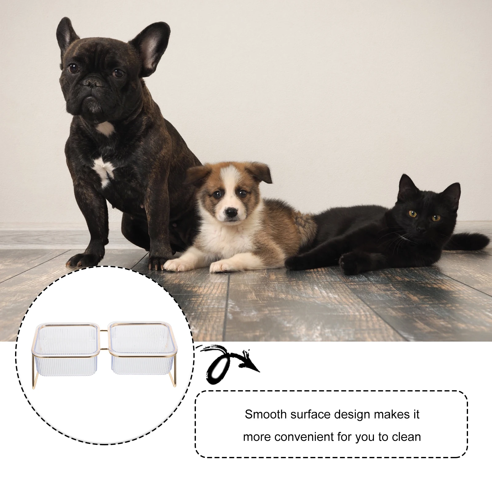 

Raised Cat Dog Bowl Durable Gilded Iron ABS Soft Gel Non Tip Design Protective Neck Pet Feeder Long Term Use Easy Clean Smooth