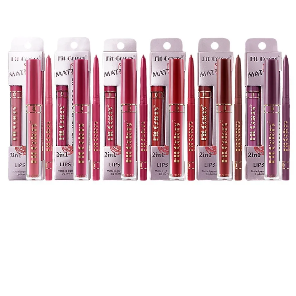 2 STKS waterdichte lipliner potloodset, gewichtloze nauwkeurige voering met superzachte mengbare textuur matte duurzame make-up lipgloss