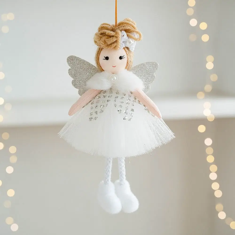 Cartoon Christmas Dress Girl Pendant Plush Soft Wings Angel Girl Pendant Cute Exquisite Christmas Tree Hanging Decoration