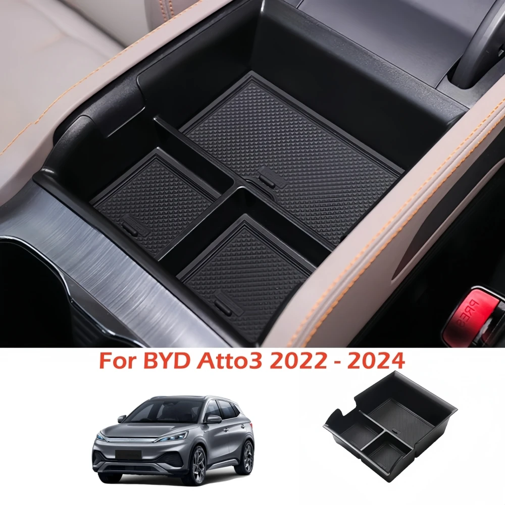 

ABS Car Center Console Armrest Box Storage Tray Holder For BYD Atto3 2022 2023 2024 Organizer Container Accessories