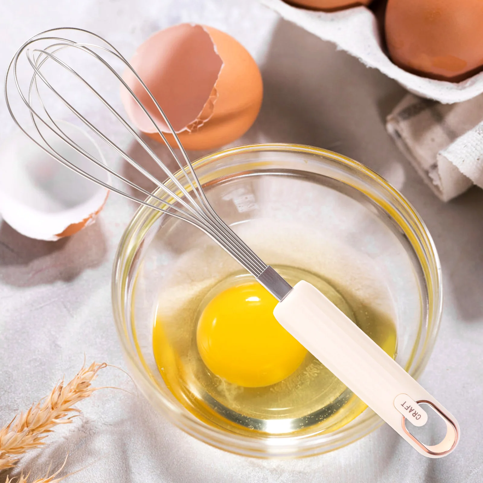 

Egg Manual Beater Hand Mixer Eggbeater Household Multifunctional Whisk White Handheld Kitchen