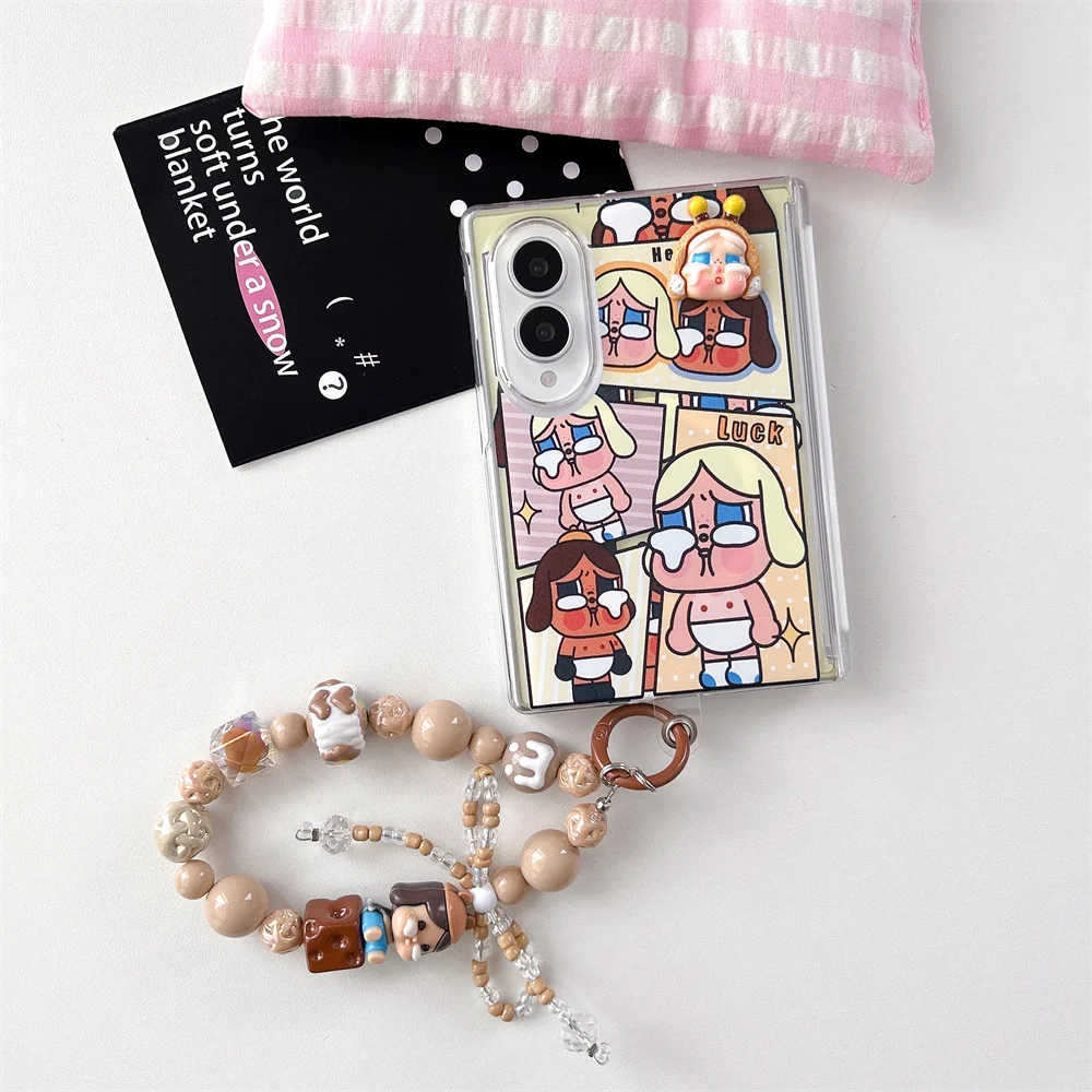 Kawaii Cartoon Crying Girl Magnetic Phone Case for Samsung Galaxy Z Fold 8 Cover For Magsafe Lovely Stand Chain Z Fold 8 cover
