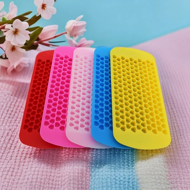 150 Holes Silicone Ice Grid  Mini Heart-shaped Mould 1cm Ice Cube Tray DIY Crystal Drop Glue Mold Fire Paint Wax Granule Mold
