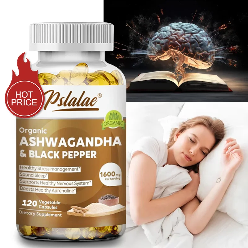 

Organic Ashwagandha - Stress Relief & Immune Support Supplement, Supports Balanced Energy Levels, NON-GMO Vegan Capsules