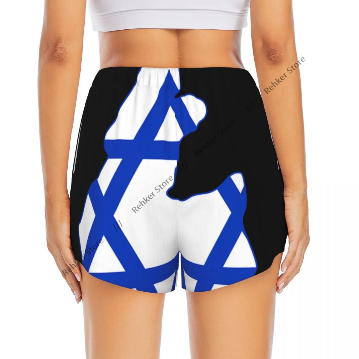 Yogashorts voor dames Fitnessshorts Biker Workout Hardloopsportshorts Israël Kaart Sneldrogende sportkleding met zak