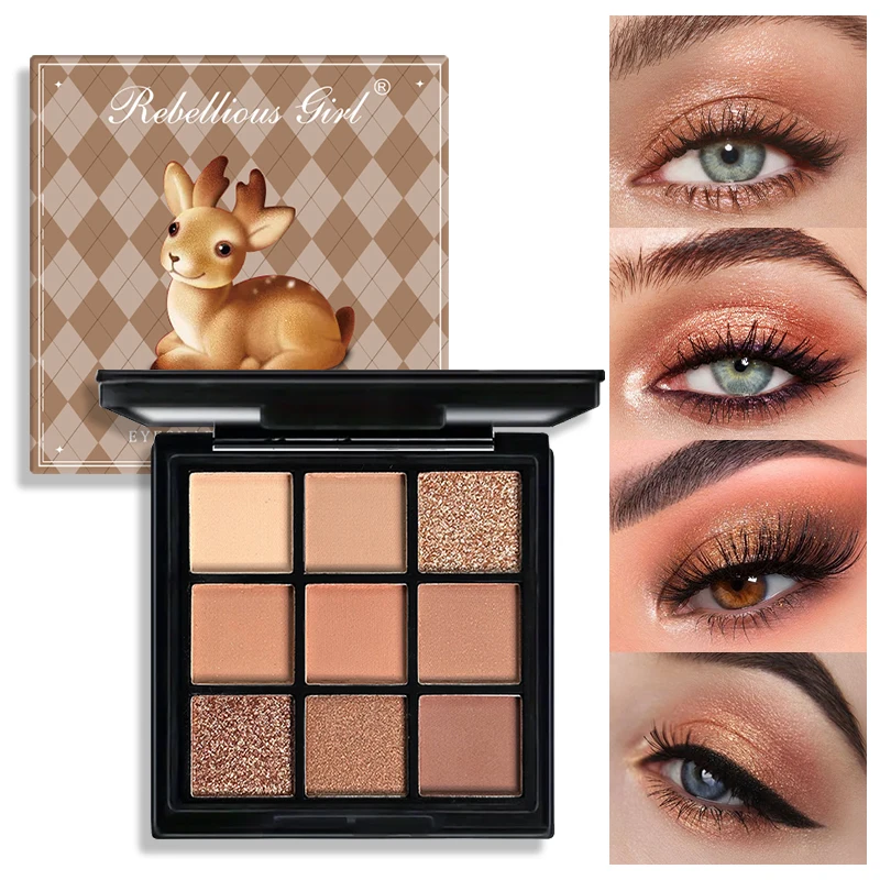 9 Color Chocolate Eyeshadow Palette Natural Nude Matte Glitter Finish Eyeshadow Palette Waterproof Smokey Eye Makeup Cosmetic