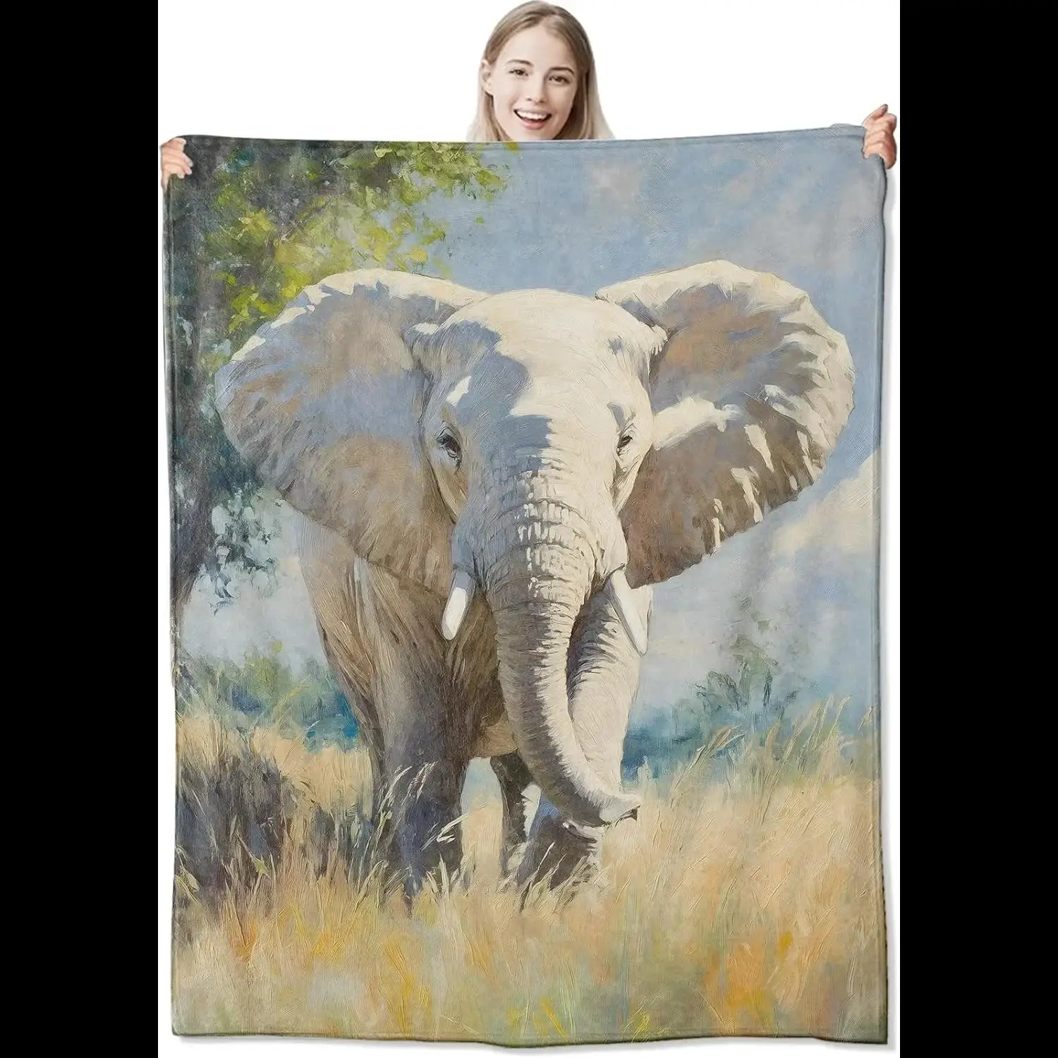 

Мягкий плед с принтом Powerful Elephant Arts, идеально подходящий для любителей диких животных, для дивана, кровати, дома, кемпинга, всесезонного использования