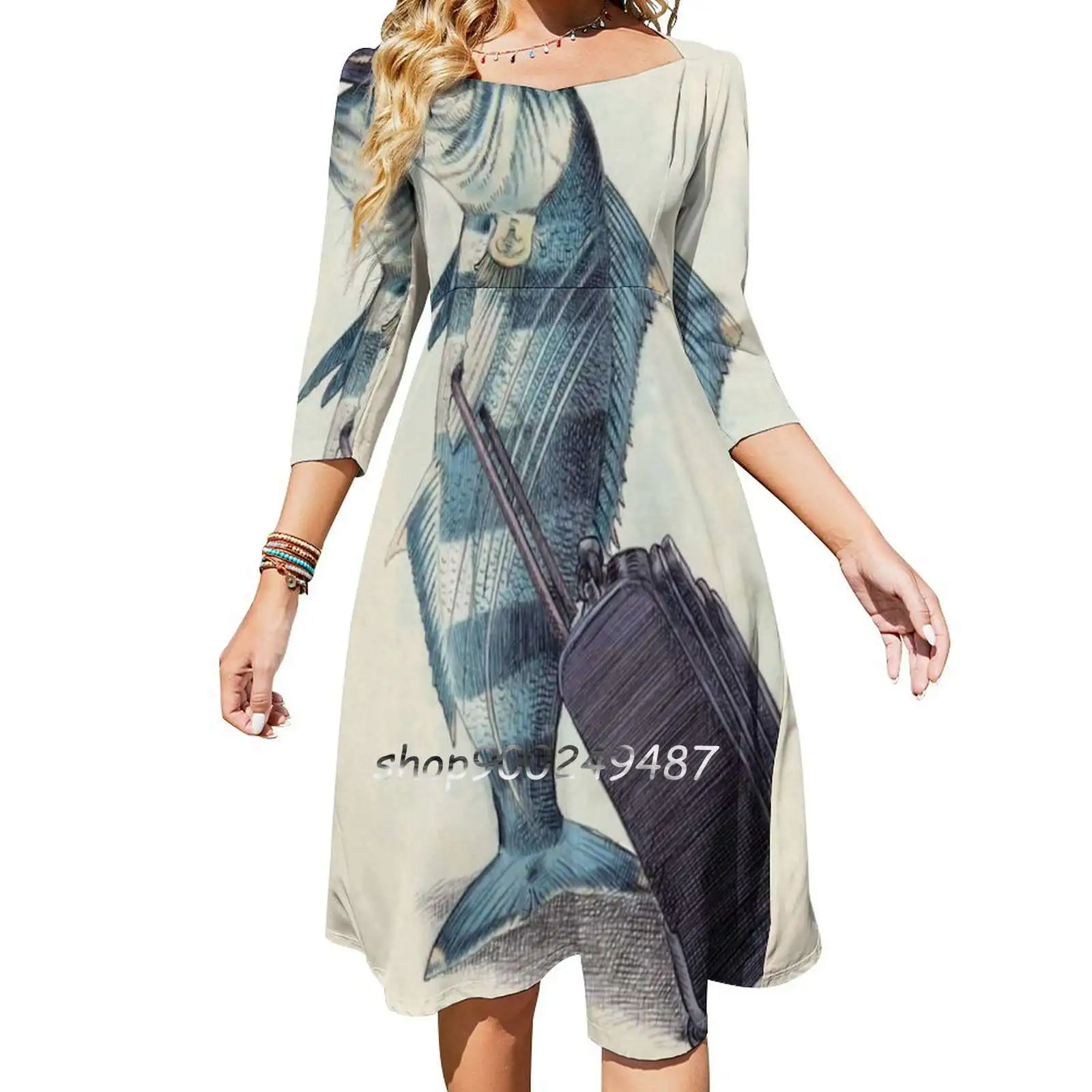 The Pilot Elegant Party Women Dress Slim Multiple Styles Dresses Casual Dresses Fish Nautical Pilot Travel Captain Funny Ocean