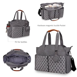 New Handheld One Shoulder Mommy Bag Printed Geometric Matching Nipple Bag for Mother and Baby Outdoor Mom's Bag