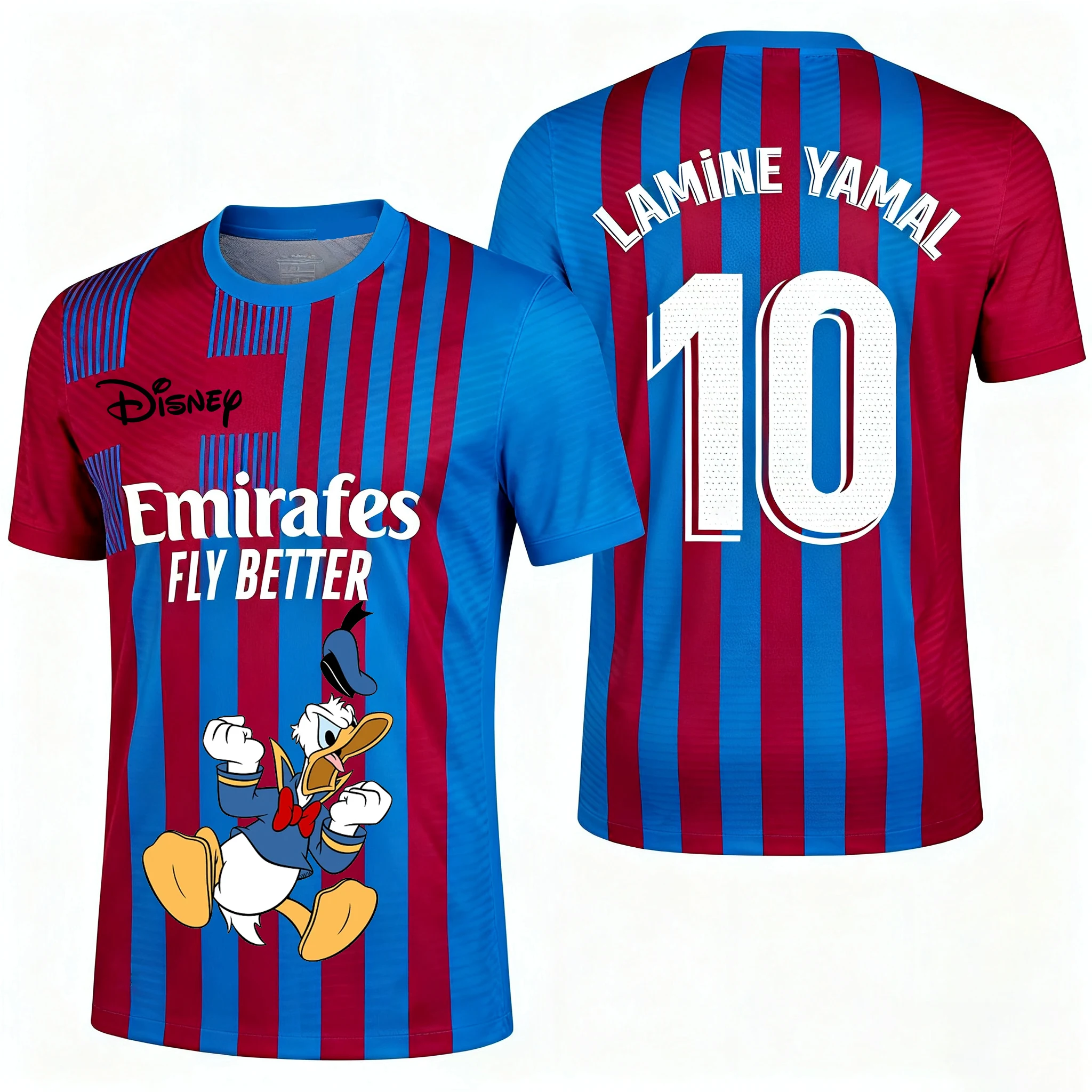Дисней Дональд Дак Ямал No. Футбольная майка 10, осенняя мужская футболка для спорта и отдыха, сухая и быстро, детская одежда, футболка Y2k