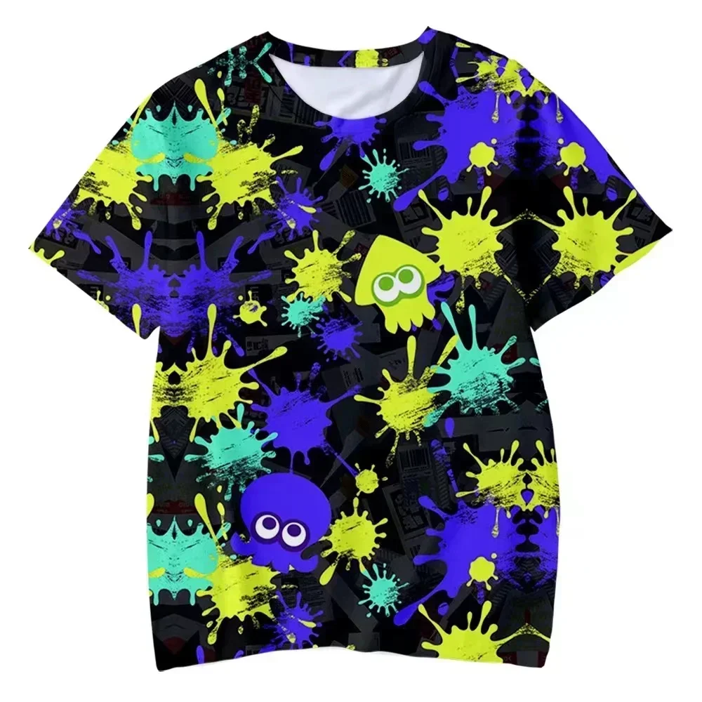 

2025 New Men's and Women's Fashion Oversized T-shirts Splatoon 3 T-shirts Anime Graffiti Shooting Game 3D Printed Streetwear