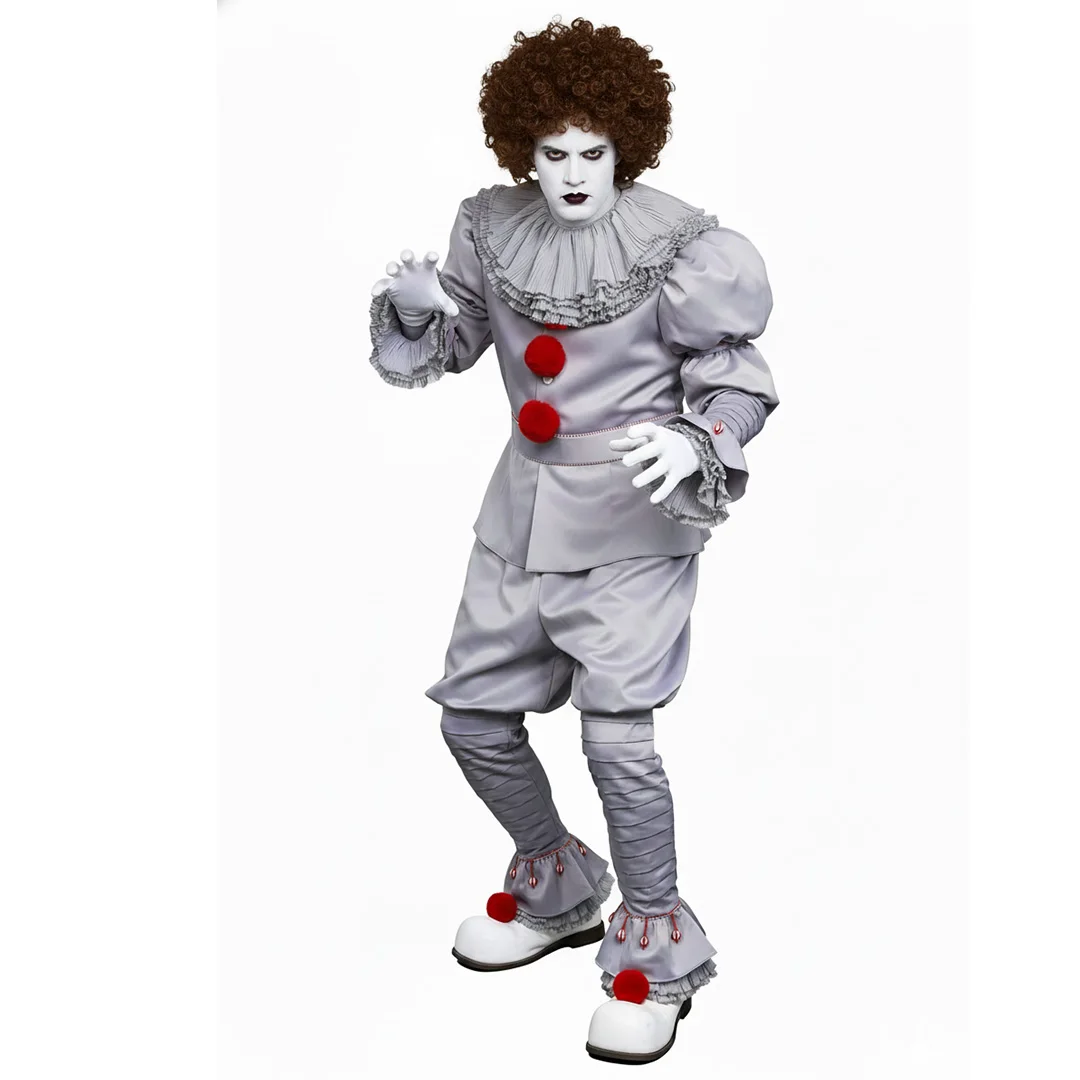 

Dancing Clown Penny Cosplay Costume Wise Robert Bob Gray Terror Horror Halloween Carnival Masquerade Roleplay Clothing Set Men
