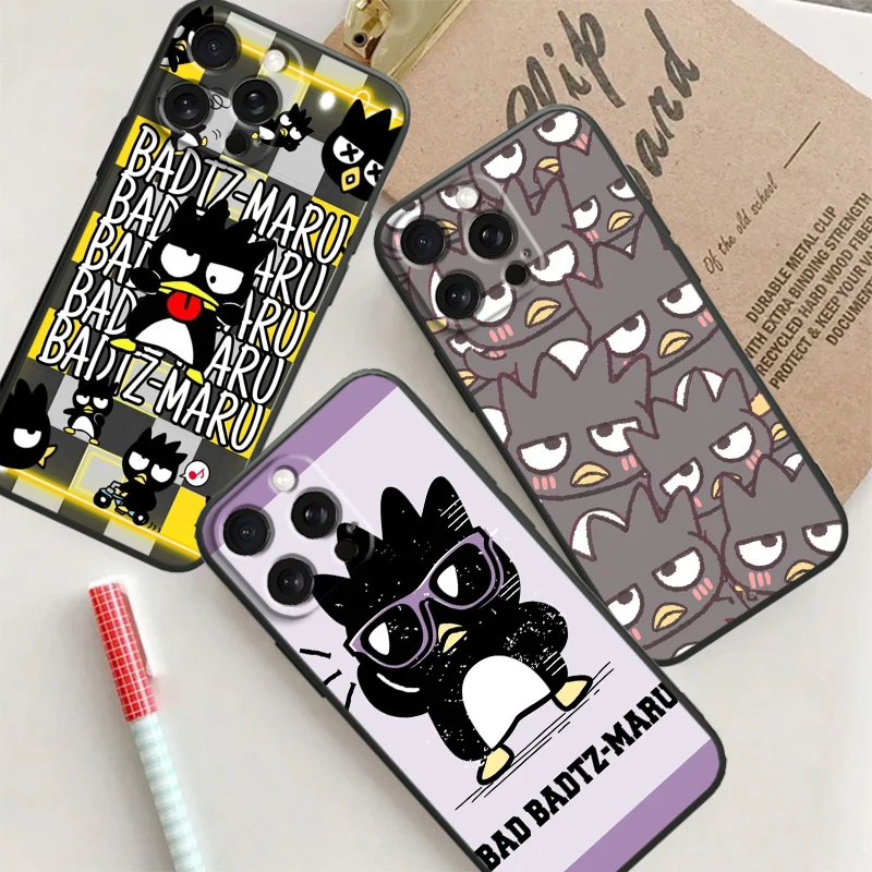 Bad Badtz Maru Cute Sanrio For iPhone 15 14 13 12 11 XS XR X 8 7 SE Pro Max Plus Mini Black Cover Phone Case