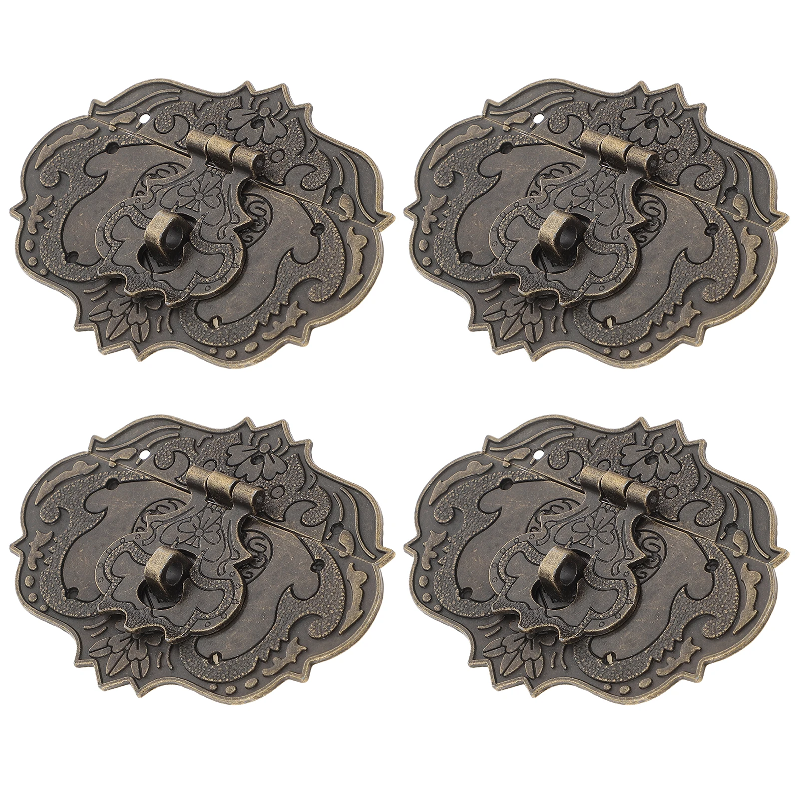 4 Pcs Box Lock Panel Zinc Alloy Vintage Clasp Cabinet Buckle Hasp Latch for Jewelry Wooden Boxes Retro Hardware Durability