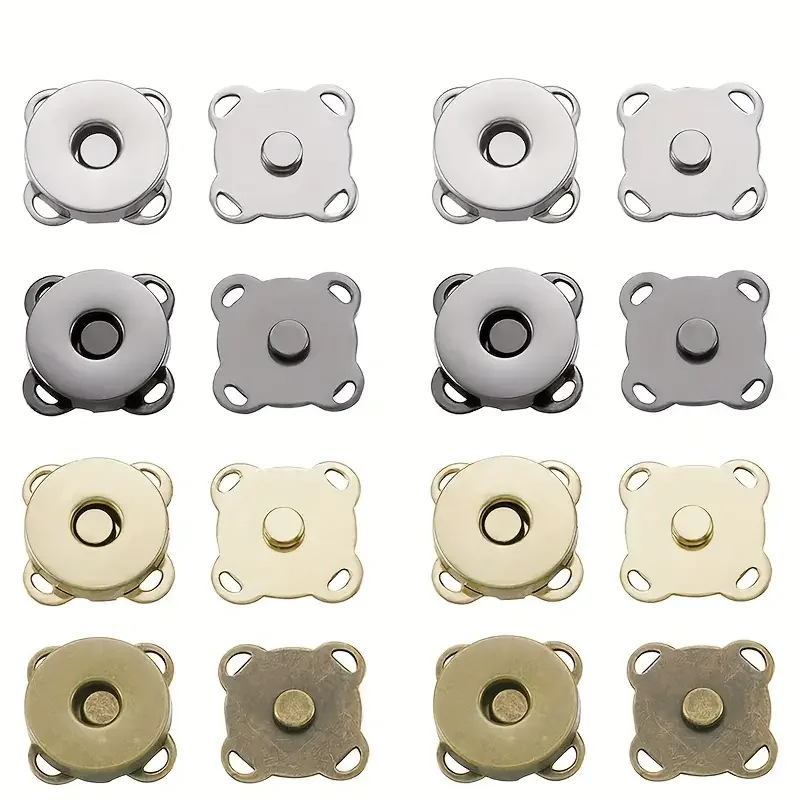 10 Sets Magnetic Snap Button Metal Plum Blossom Sew on Button Clasps Fasteners for Purses Handbag Clothes DIY Accessories