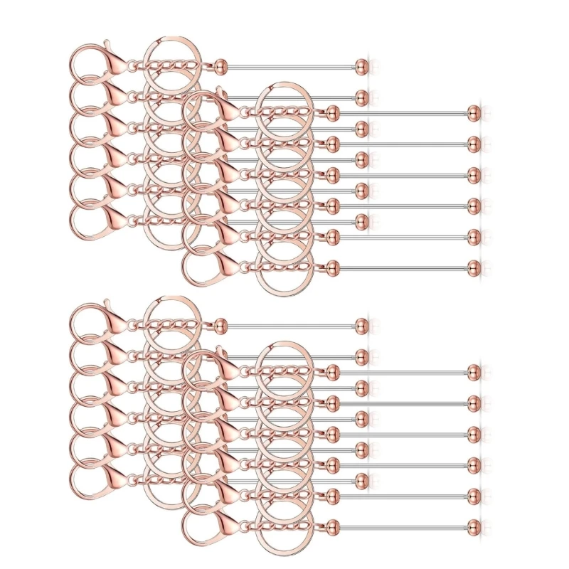 قم بإضفاء الطابع الشخصي على مفاتيحك باستخدام 24 حزمة من سلسلة المفاتيح المصنوعة من سبيكة معدنية قابلة للخرز وقلادة سهلة صنع جديد