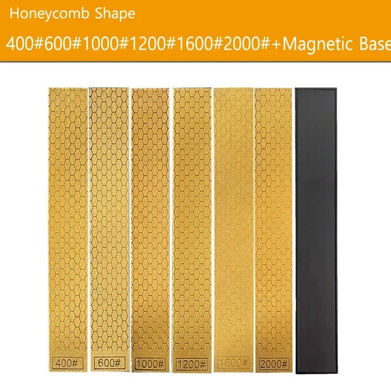 

Gold Diamond Sharpening Stone 120-2000# Grit, Magnetic Base, for Kitchen Knives - Whetstone Grinding Tool