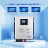 1200W 純粋な正弦波インバーター、AC 充電器付き、DC 12V から AC 120V 出力、UPS バックアップ電源低周波インバーター 3