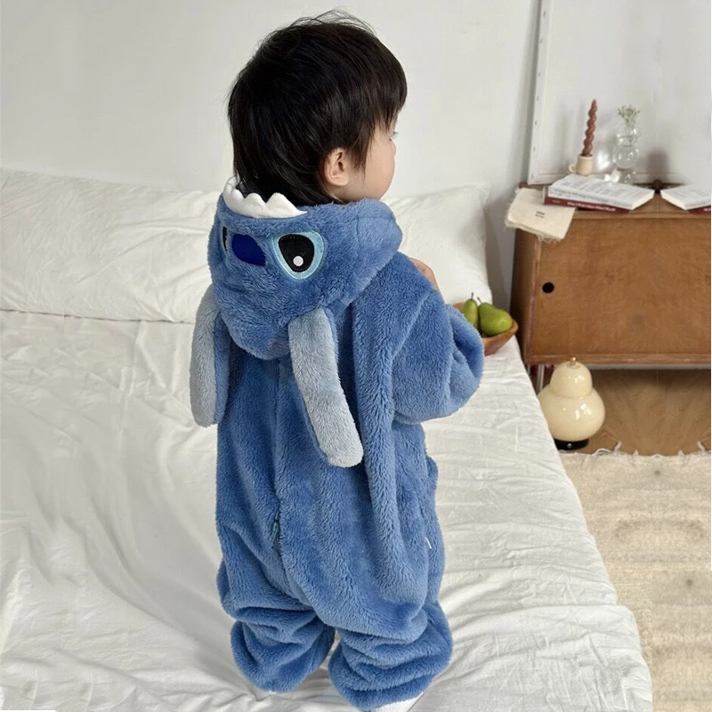 Kids Onesie Cartoon Kigurumi Stitch Pajamas  Anime Cosplay Costume For Christmas Party Warm Sleepwear Homewear One-Piece Pijamas