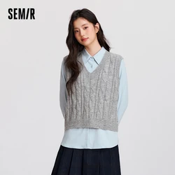 Semir Long Sleeve Shirt Women Short Vest Easy to Manage Blouse 2024 New Winter Loose Two-Piece Set