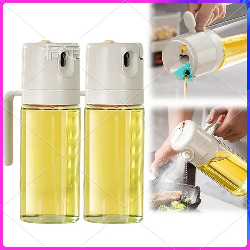 

NEW-2PCS Glass Oil Sprayer And Dispenser Oil Spray Bottle With Pourer For Kitchen Clear Food-Grade Oil Mister Oil Bottle Easy To