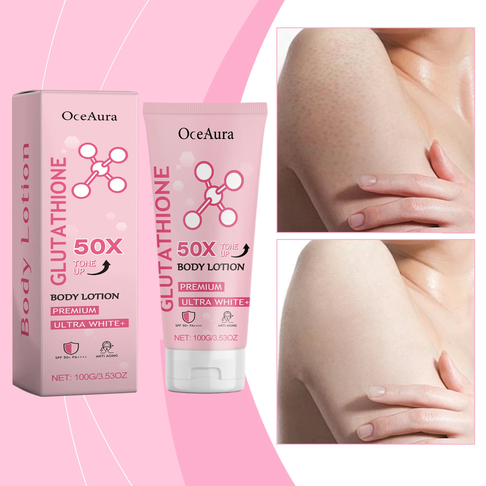 

OceAura Niacinamide Brightening Body Lotion Hydrating Glow Cream Dull Skin Lightweight Moisturizer with Shea Butter Smoothing