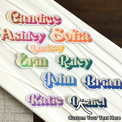 Personalized Custom Retro Gradient Name Sticker Vintage Font Waterproof Vinyl Decal Custom Text Label For Tumbler Laptop Car Wat