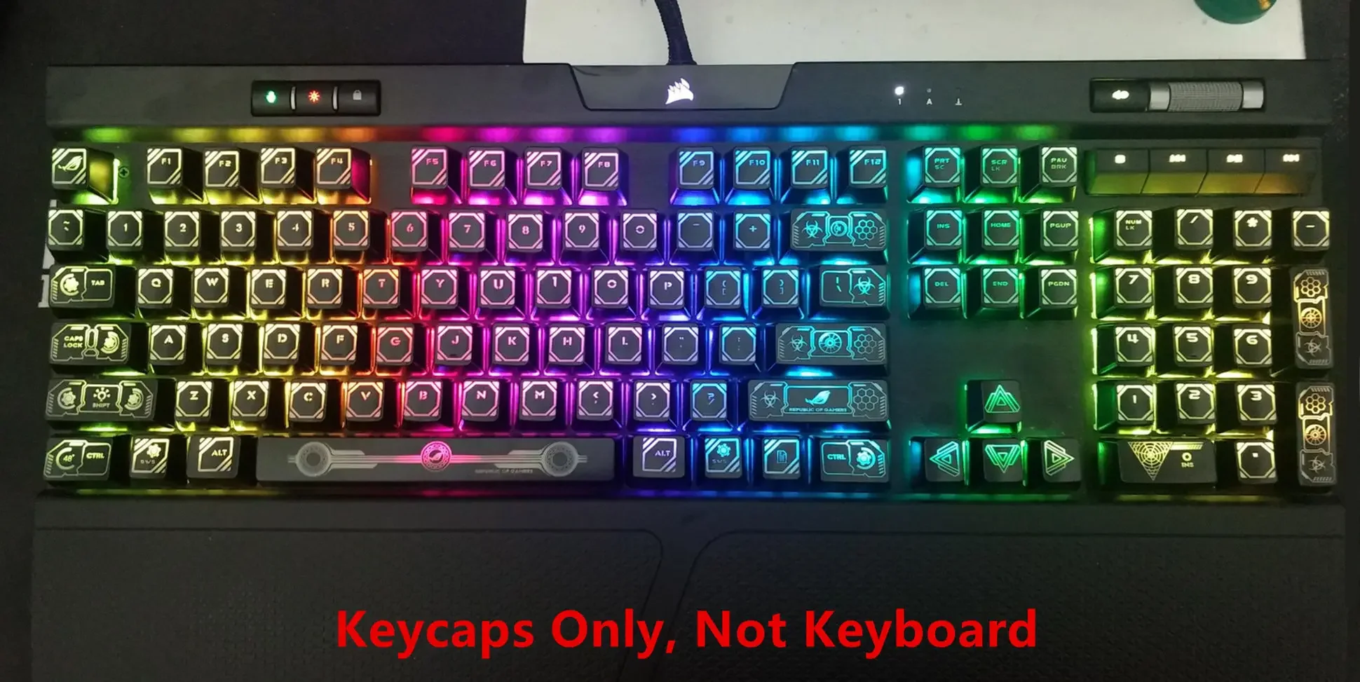 104 Keys Laser Backlit Keycap Set Gaming Keycaps Key Cap for Corsair K70 K65 RGB K95 Strafe Mechanical MX Gaming Keyboard