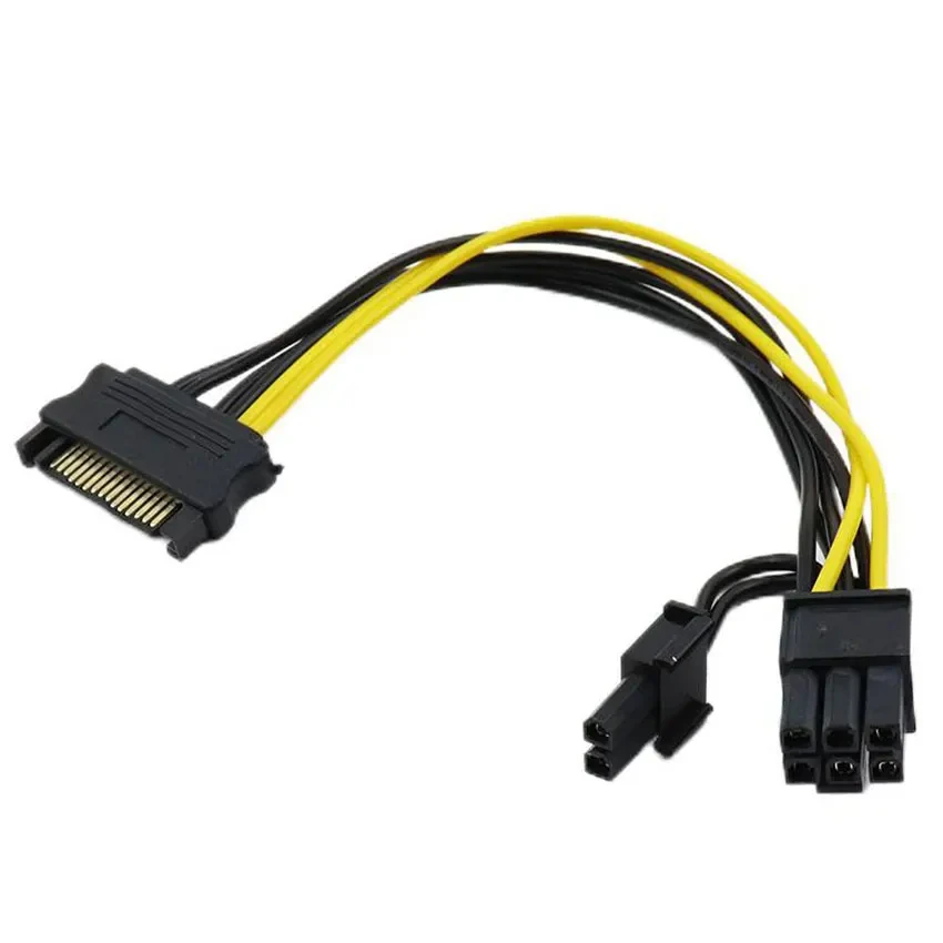 1PCS SATA 15PIN to 8Pin 6+2 Cable Splitter Graphics Card Power Line Video Card Converter Wire Adapter GPU 6PIN+2PIN Extend Cord
