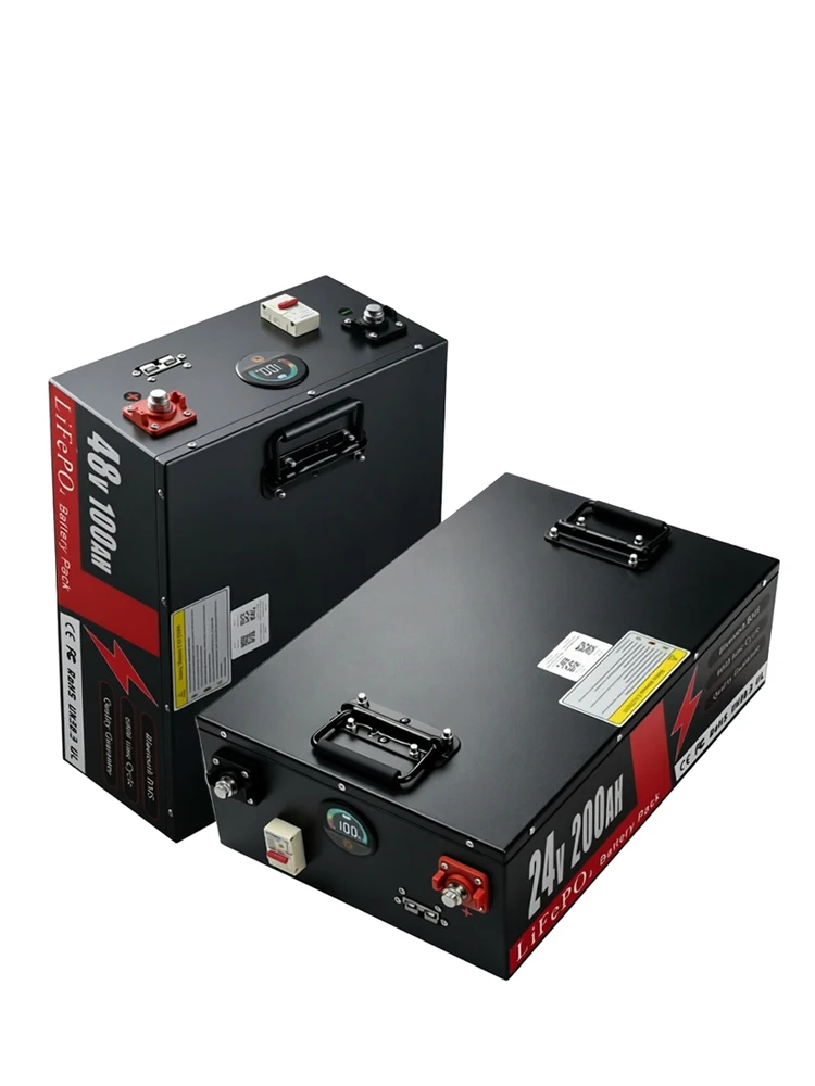 24V 100Ah 200Ah LiFePO4 Batteriepack mit integriertem Bluetooth-BMS, 6000+ Zyklen für Solarenergiespeicher, Wohnmobile, Golfcarts, Boote, Camper, Marine-Trolling-Motoren, Off-Grid-Anwendungen