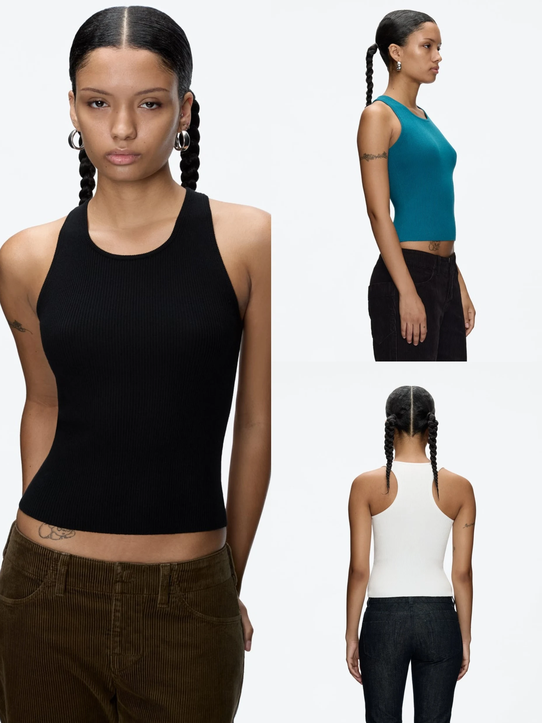 

Tank Summer Women's Elastic Tight Suspender Wide Shoulder Straps Threaded Knitted Vest Sexy Top Casual Sports Daily Wear