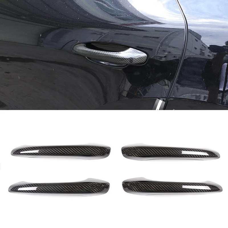 

For Porsche Macan 2014-2023 Dry Carbon Fiber Car Exterior Door Handle Cover Trim Sticker Parts Accessories (Without Holes)