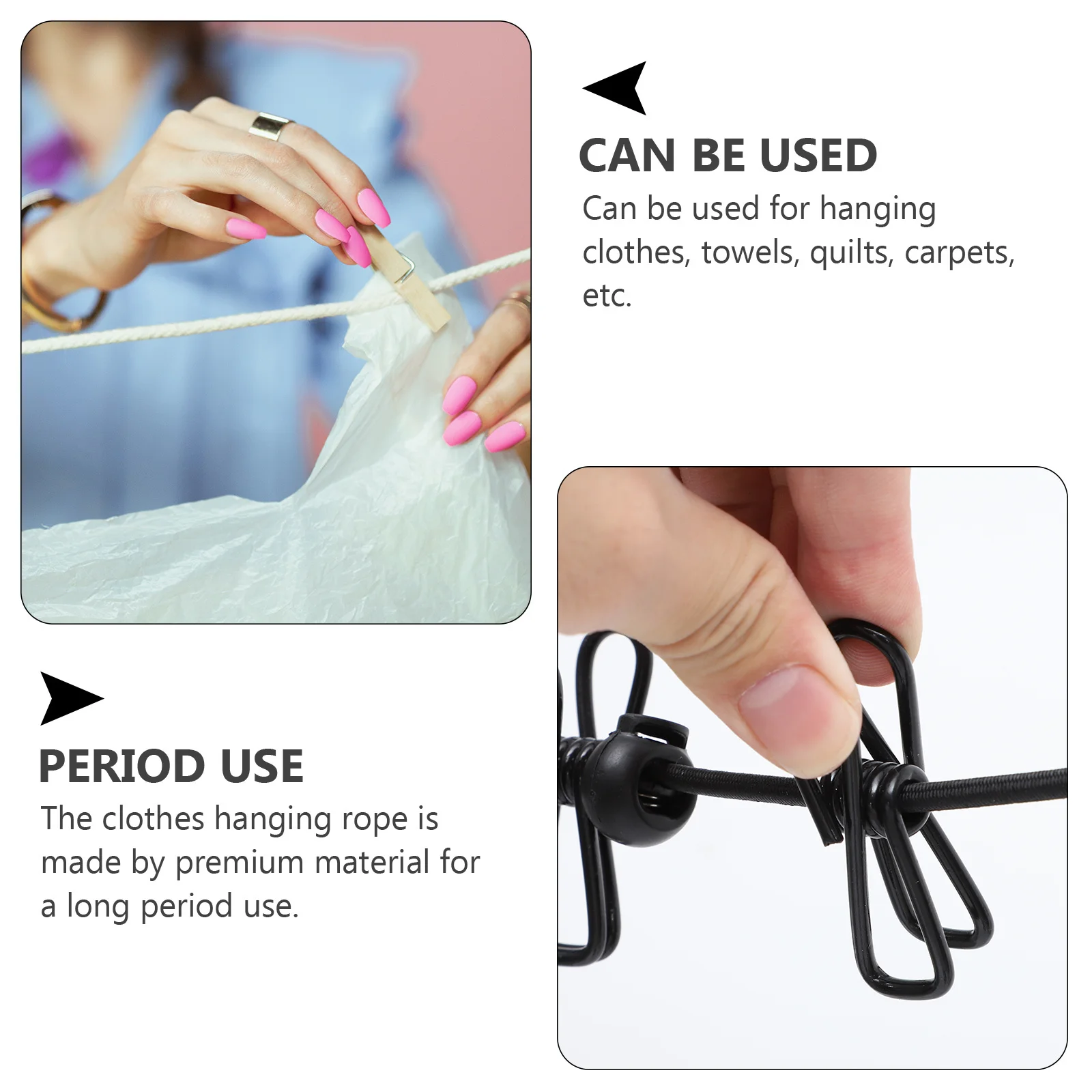 

2pcs Clothes Hanging Rope Positioning Buckles Windproof Clips Heavy Duty Drying Line For Outdoor Travel Camping Towels Quilts