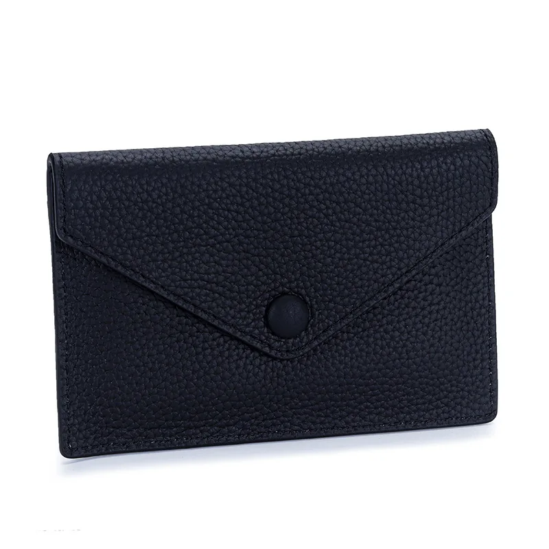 Fashion Ins Style Genuine Leather Card Holder Ultra-thin Mini Short Envelope Women Wallet Korean Japan Credit Card Case Purse