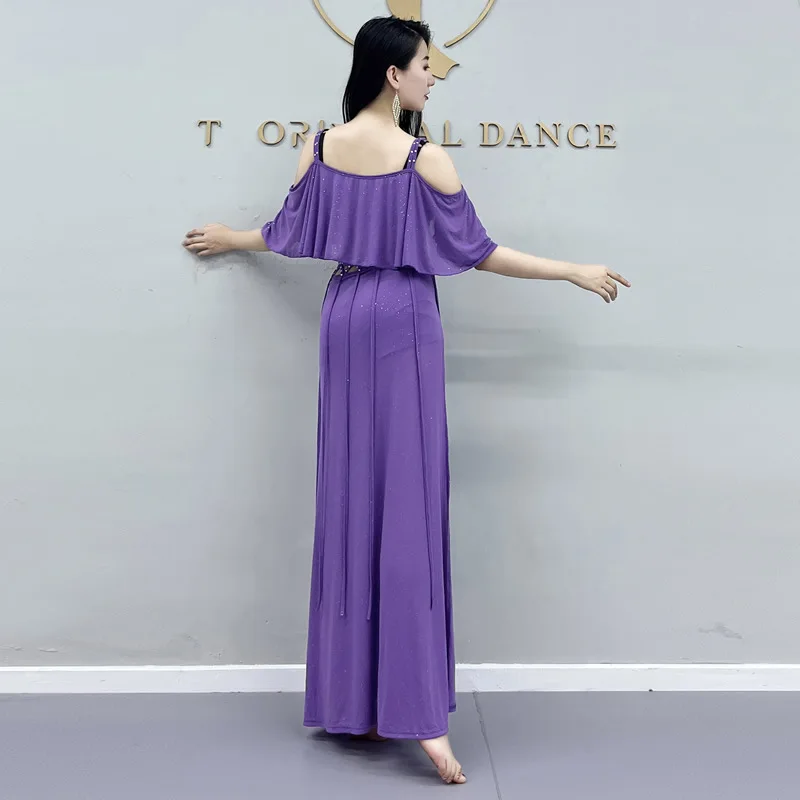 Abbigliamento donna Costume di danza del ventre Set gonna lunga divisa a vita alta abbigliamento da pratica prestazioni di danza orientale per adulti femminili