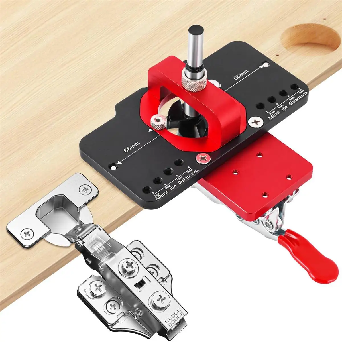 35mm Concealed Hinge Jig Kit Woodworking Hole Drilling Guide Locator Aluminum Alloy Hole Opener Tool Puncher Template