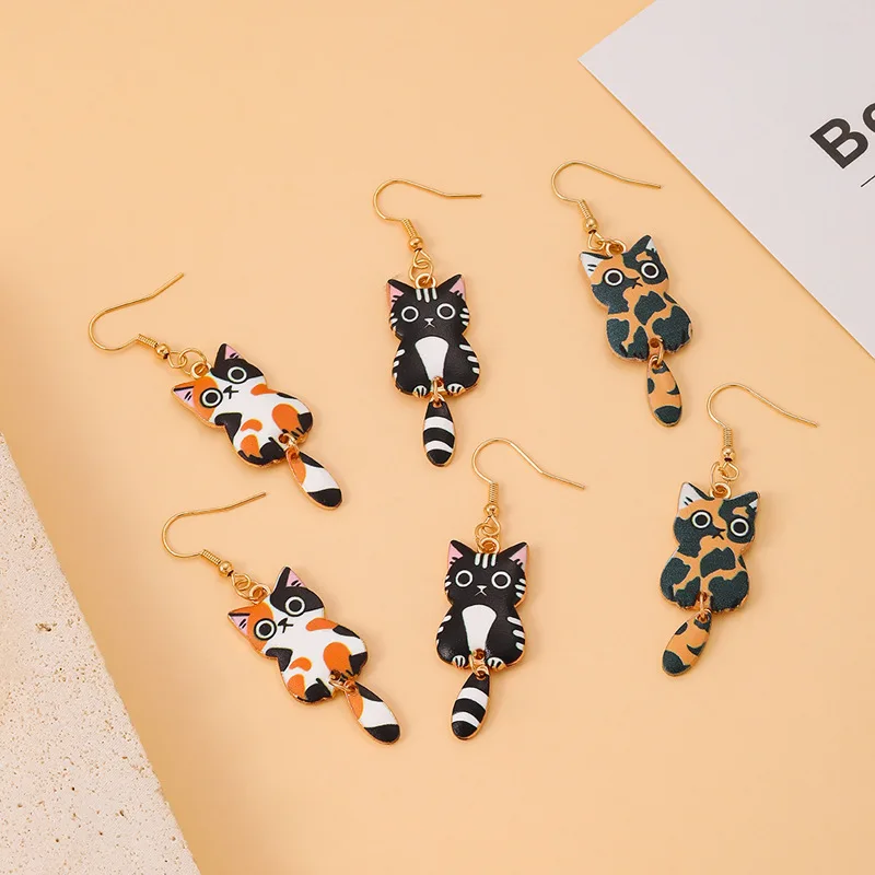 Elviragirl 1Set Cartoon Cat Charm Necklace for Women Personality Fashion Necklace Children Jewelry Birthday Gifts image 4