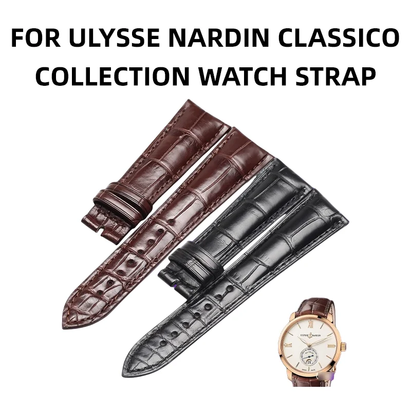 PARA ULYSSE NARDIN CLASSICO ALIGATOR CABELHA DE RELÓGIO
